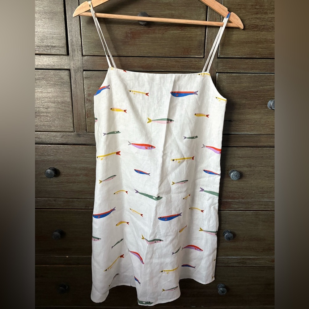 Staud Linen Fish Dress XS NWOT